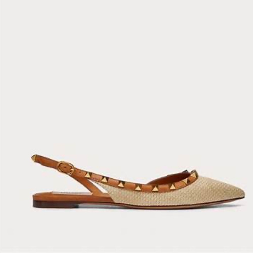 GUC- Valentino Rock stud Raffia Sling Backs — size 37.5